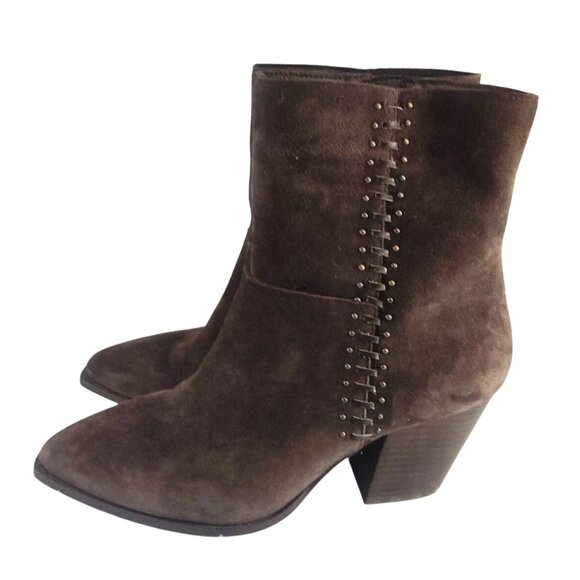 Lucky Brand Rupis Womens 9.5 Brown Suede Ankle Boot Studded Detailing/Block Heel - Picture 2 of 12